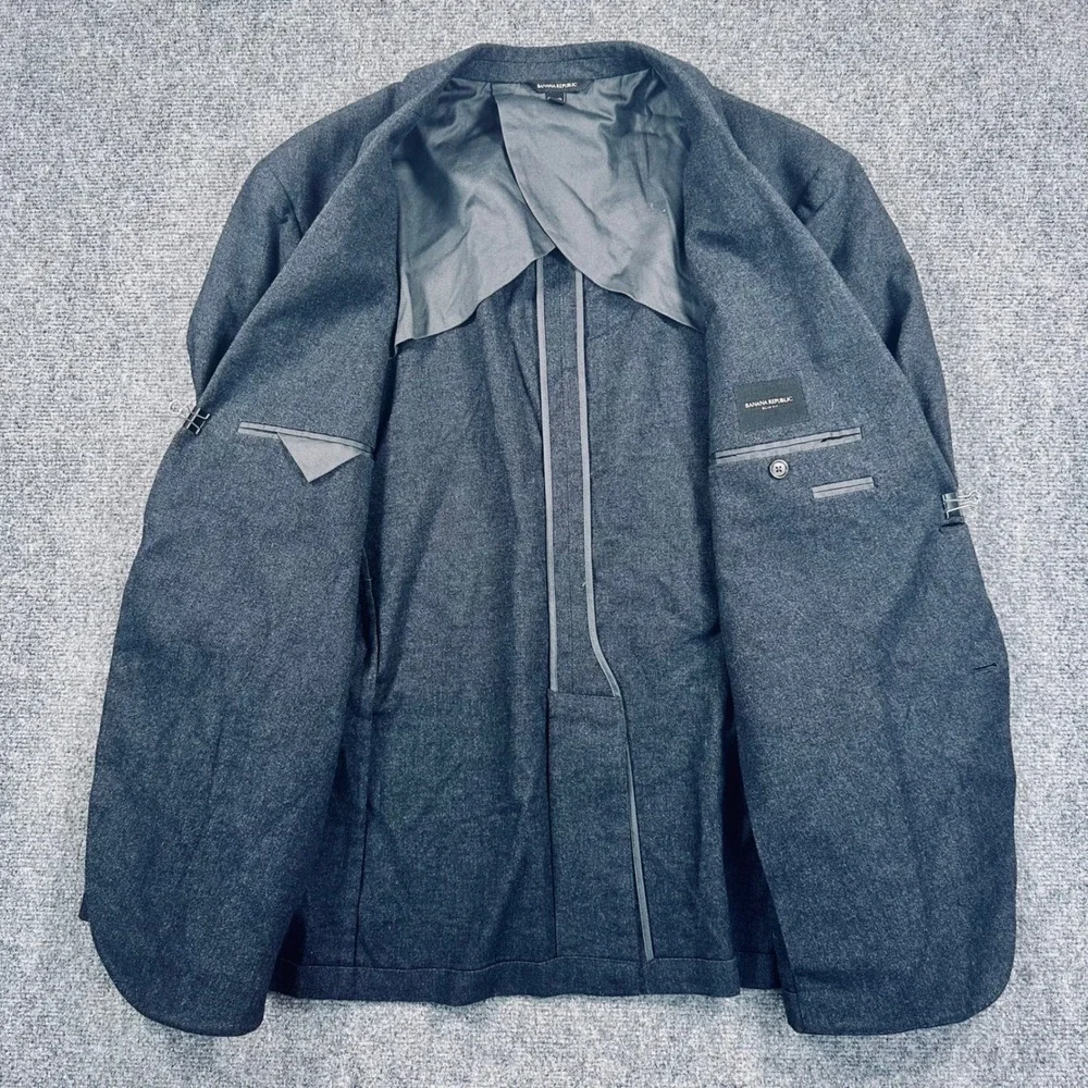 Banana Republic 44R Slim Fit Birdseye Jacket Dark Charcoal Cotton Blazer 488698